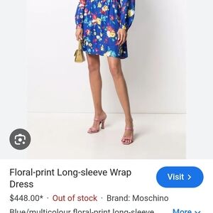 Love Moschino Royal Blue Floral Print V-Neck Dress